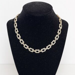Elegant Sterling Silver 14” Marcasite Tank Track Design Necklace.